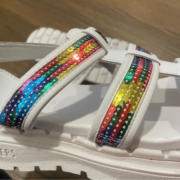 NWT Skechers Jammers Triple Rainbow Sequin Lug Sole Fisherman Chunky Sandals - Picture 3 of 12